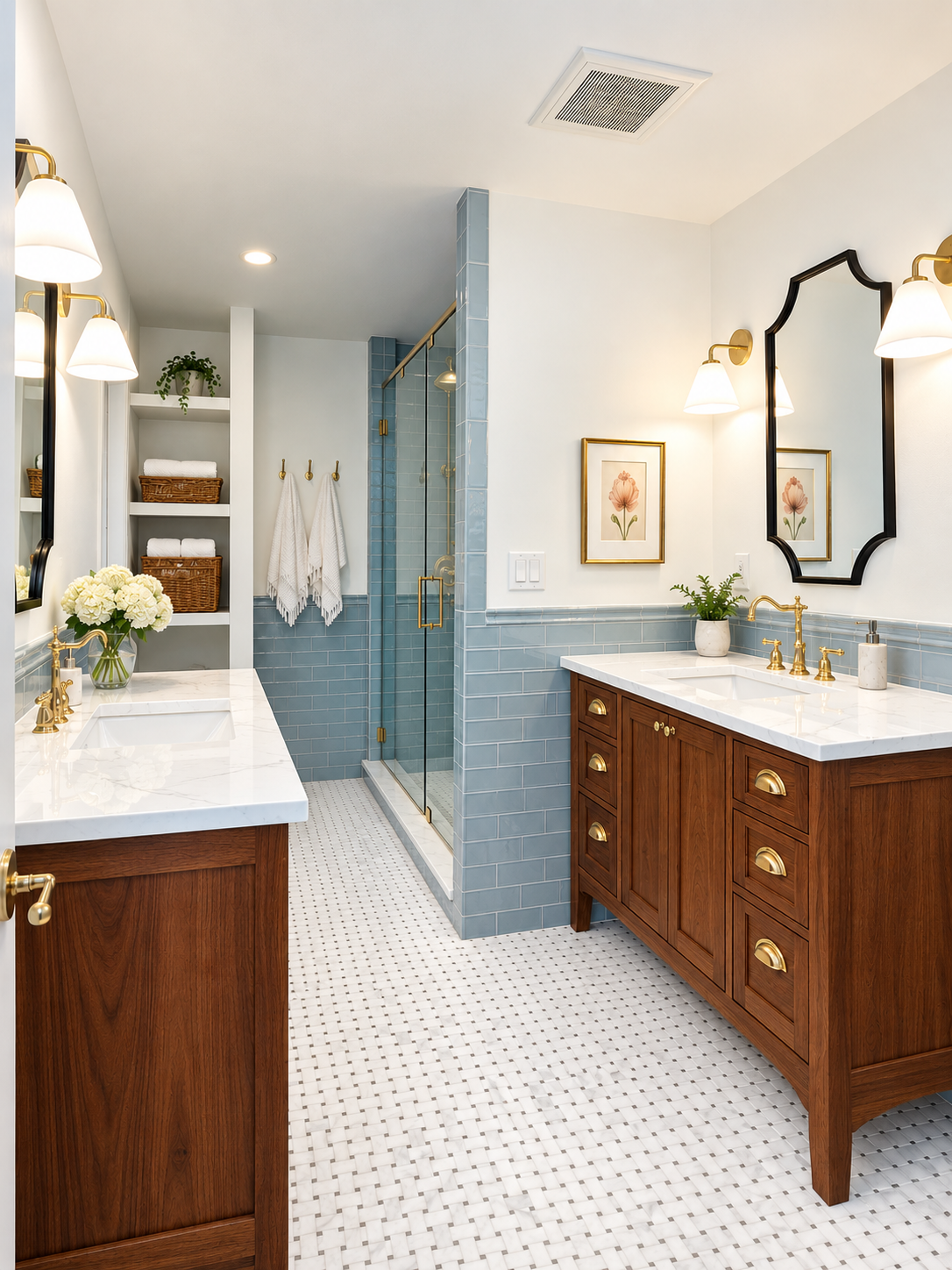 Walnut bathroom vanity remodel